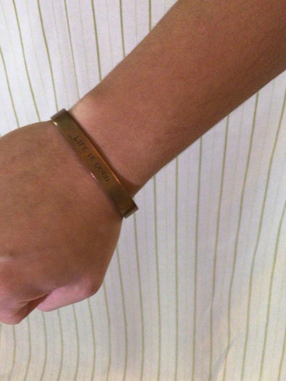 Engraved Men’s Brass Cuff Bracelet - Life Is Good
